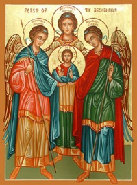 Les trois saints archanges avec Jésus enfant.
