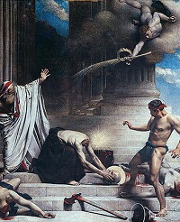Le martyr de Saint Denis devant le temple de mercure à Paris, près du Martyrium.