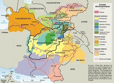 Carte de la région de l'afghanistan
