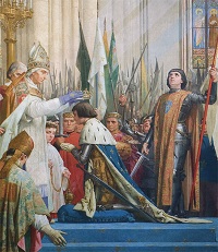 Le sacre du Roi à Reims, en présence de Jeanne-d'Arc.