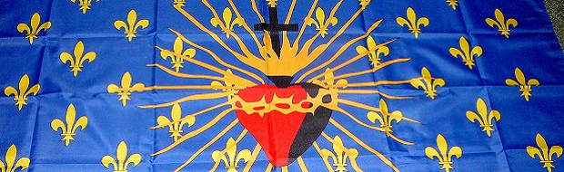 Le drapeau du Royaume de France avec le Sacré-coeur de Jésus !