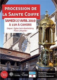 PROCESSION DE LA COIFFE DANSLES RUE DE CAHORS;
;				900e anniversaire de la cathédrale de Cahors.