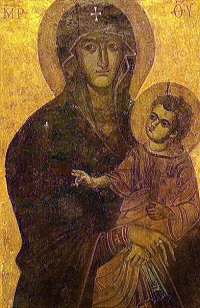 Icône de la Vierge à l'enfant, protectrice du peuple romain, 'salus-populi-romani'.